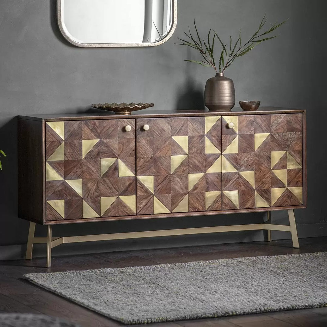 Monaco Brass Marquetry Sideboard