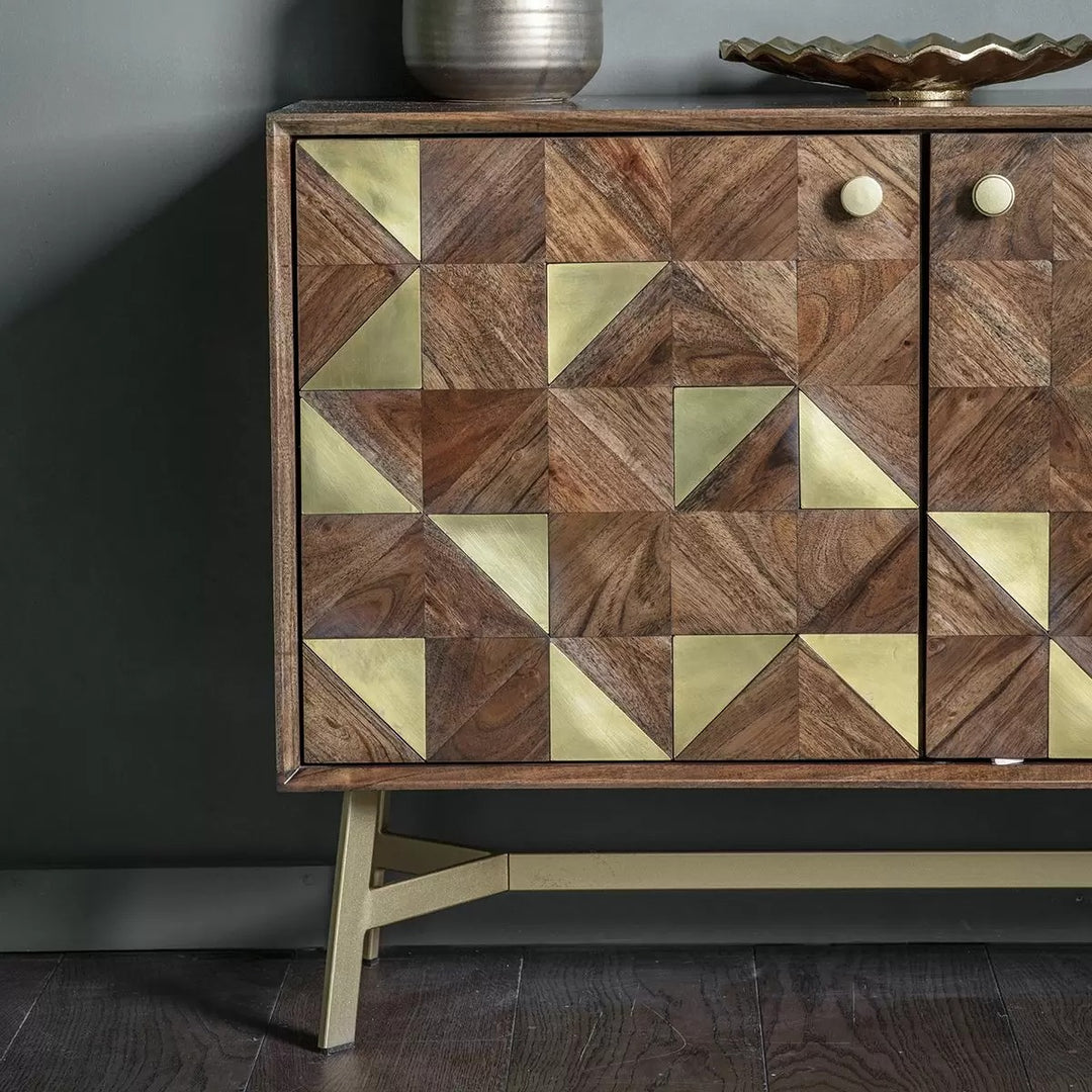 Monaco Brass Marquetry Sideboard