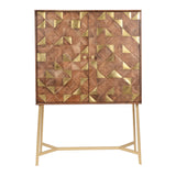 Monaco Brass Marquetry Bar Cabinet
