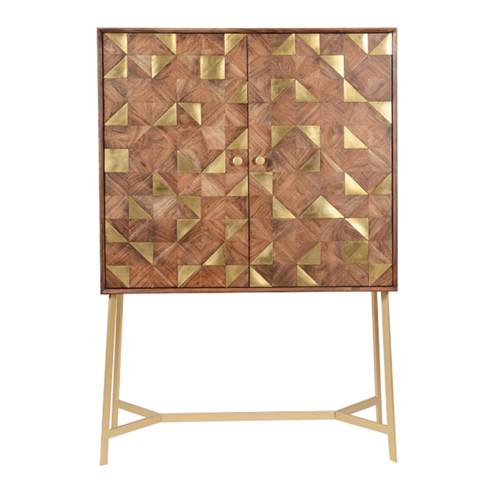 Monaco Brass Marquetry Bar Cabinet