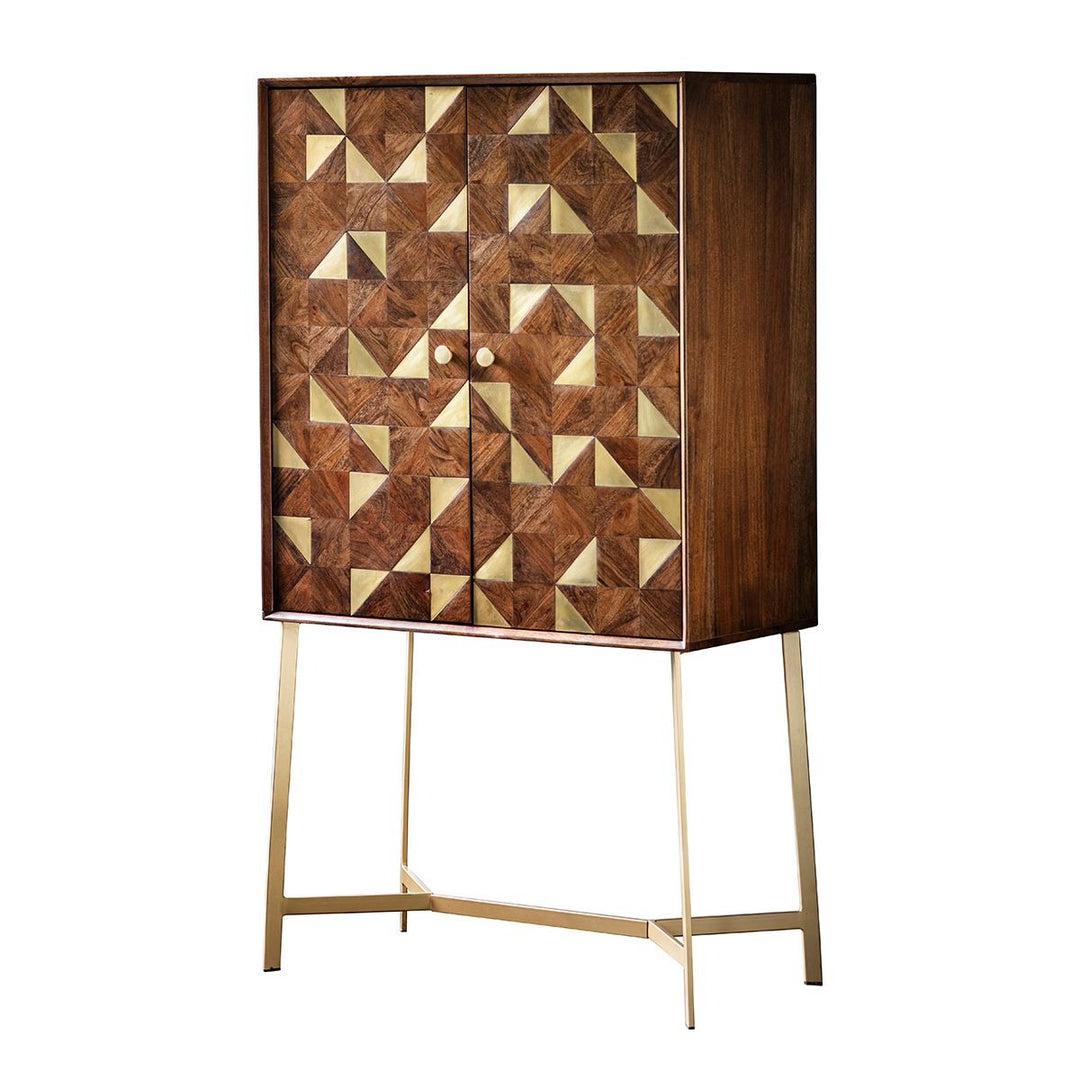 Monaco Brass Marquetry Bar Cabinet