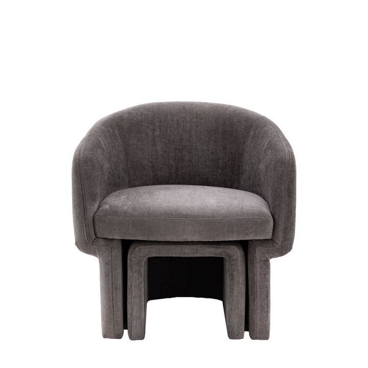 Myron Armchair with Stool – Anthracite