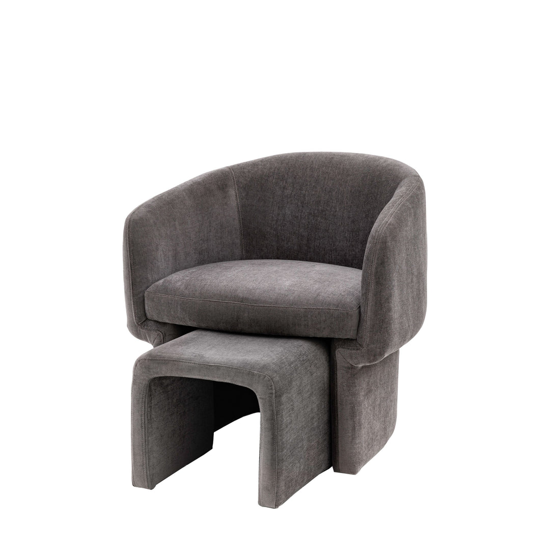 Myron Armchair with Stool – Anthracite