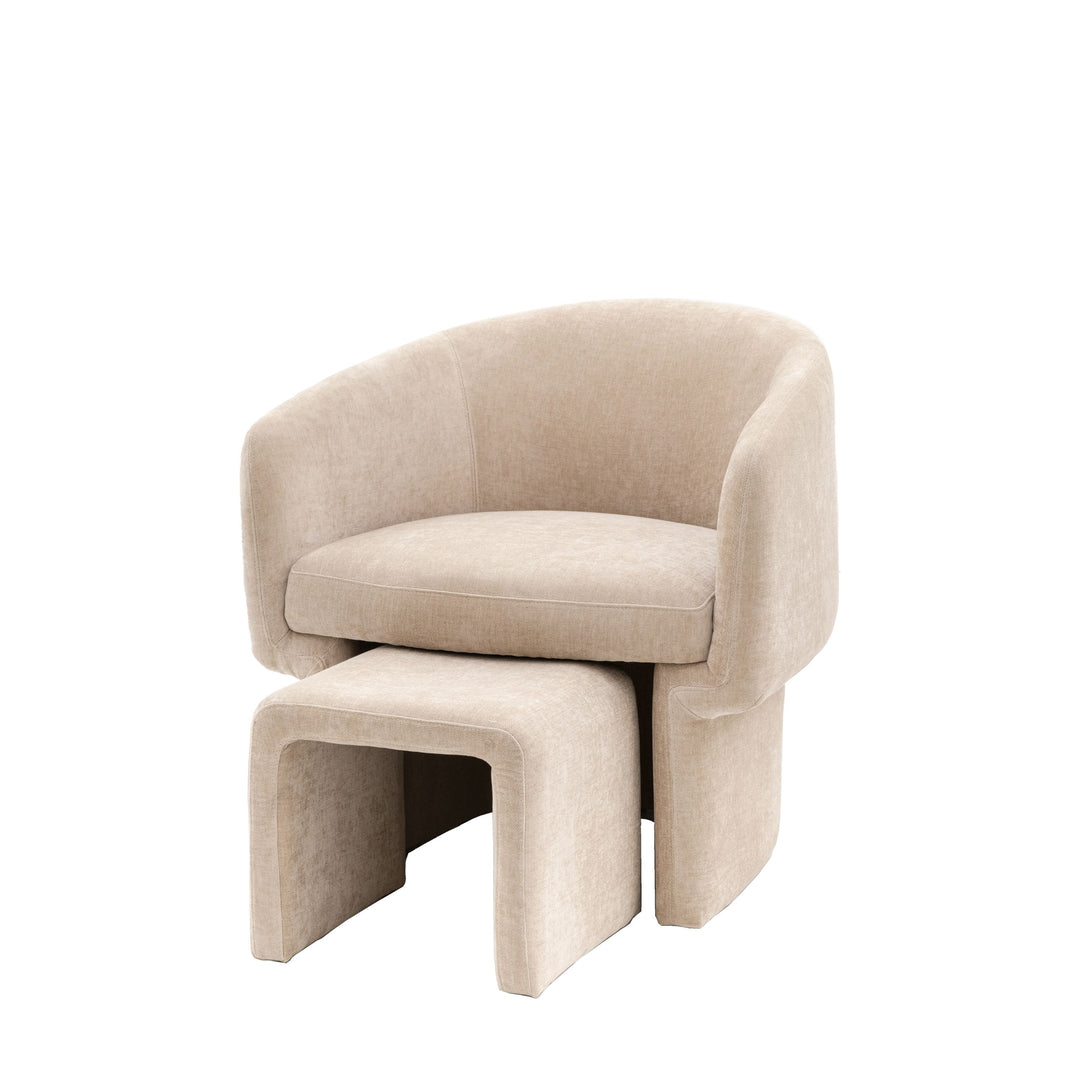 Myron Armchair with Stool – Cream