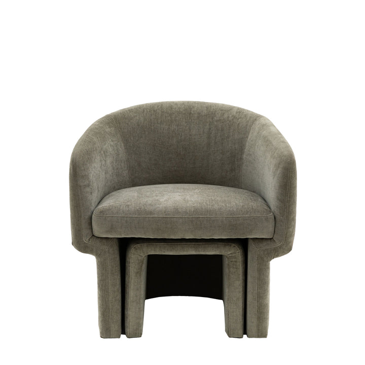 Myron Armchair with Stool – Grey