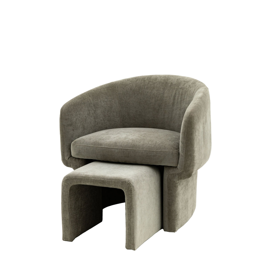 Myron Armchair with Stool – Grey