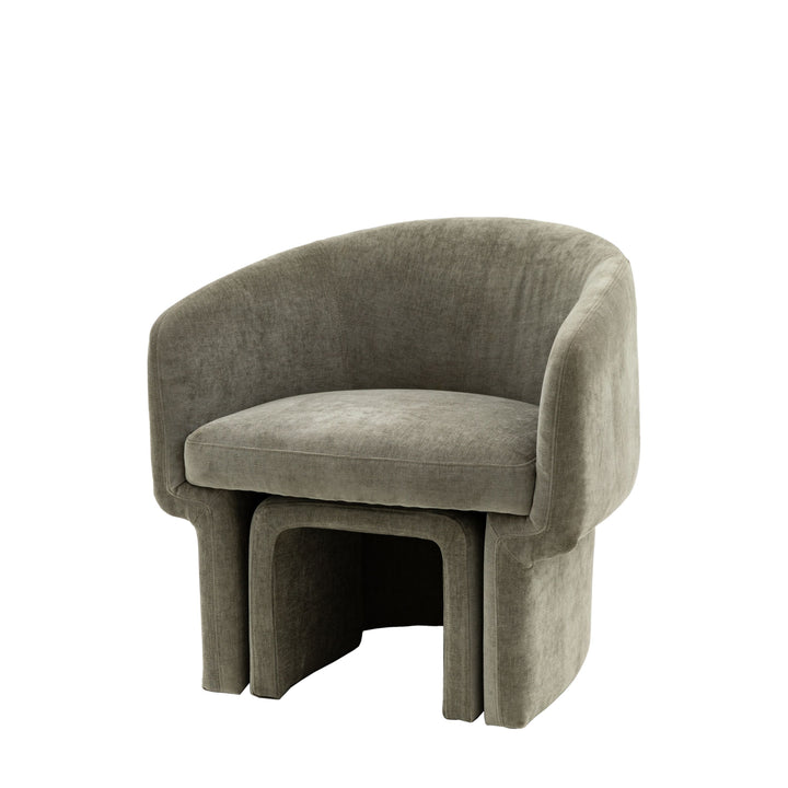 Myron Armchair with Stool – Grey