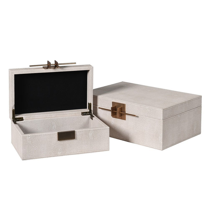 Opus Ivory Faux Leather Storage Boxes – Set of 2