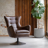 Orbit Swivel Chair –  Brown Leather