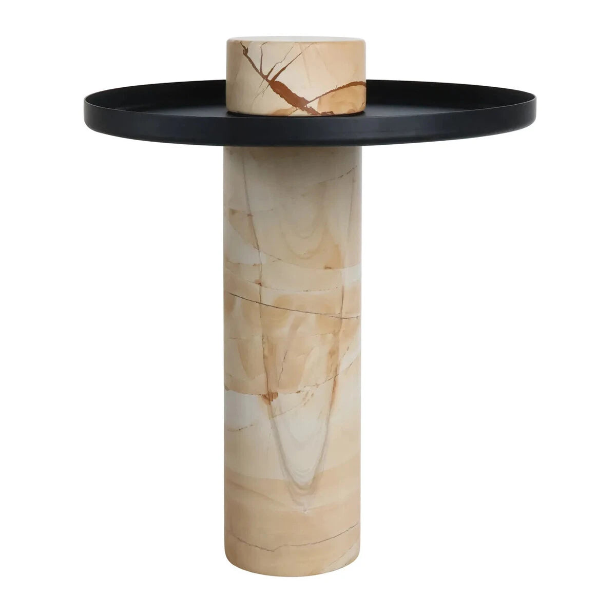 Osmond Side Table – Teak Wood Effect Marble