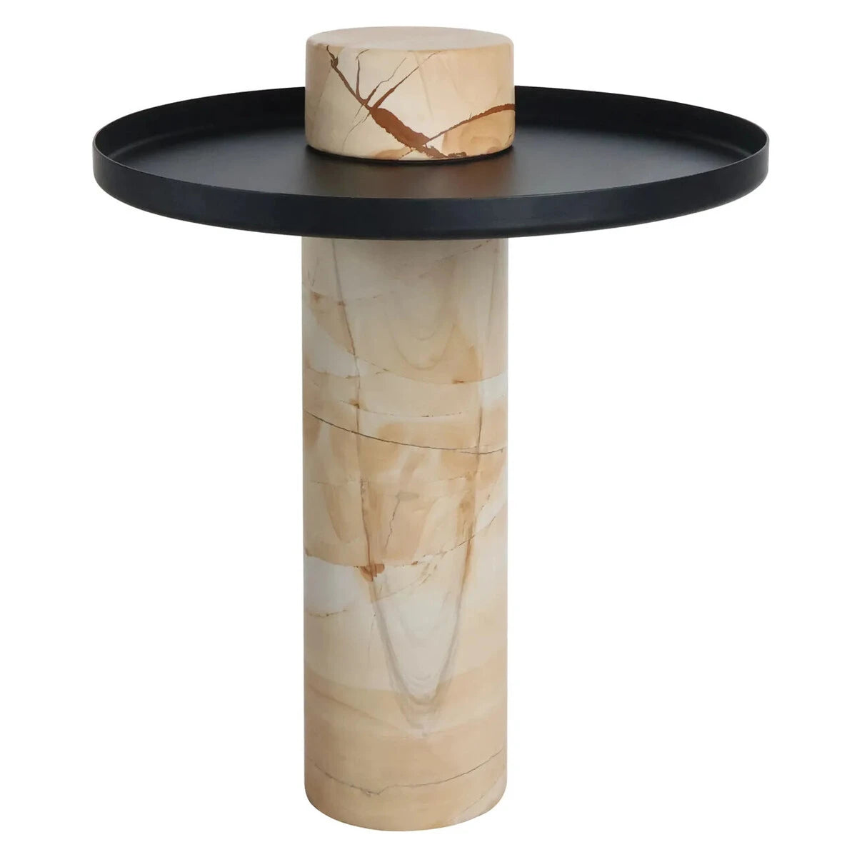 Osmond Side Table – Teak Wood Effect Marble