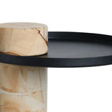 Osmond Side Table – Teak Wood Effect Marble