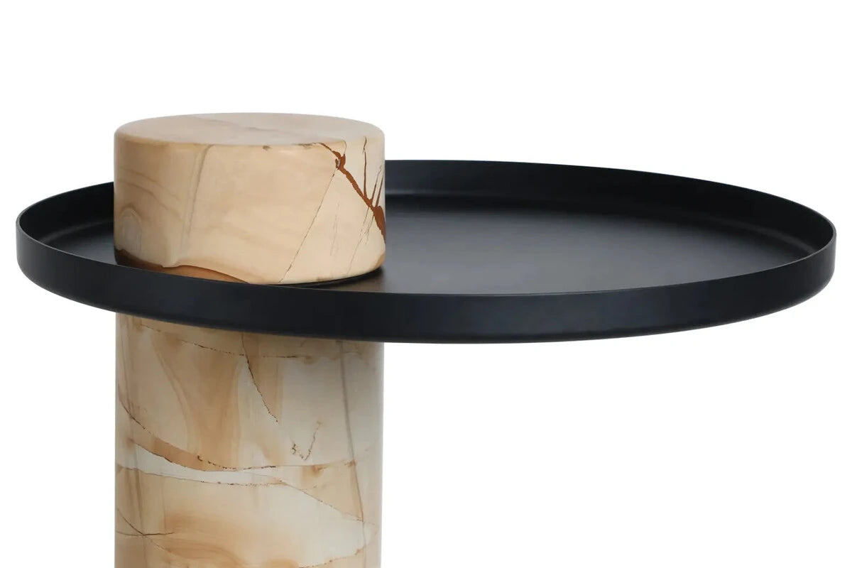 Osmond Side Table – Teak Wood Effect Marble