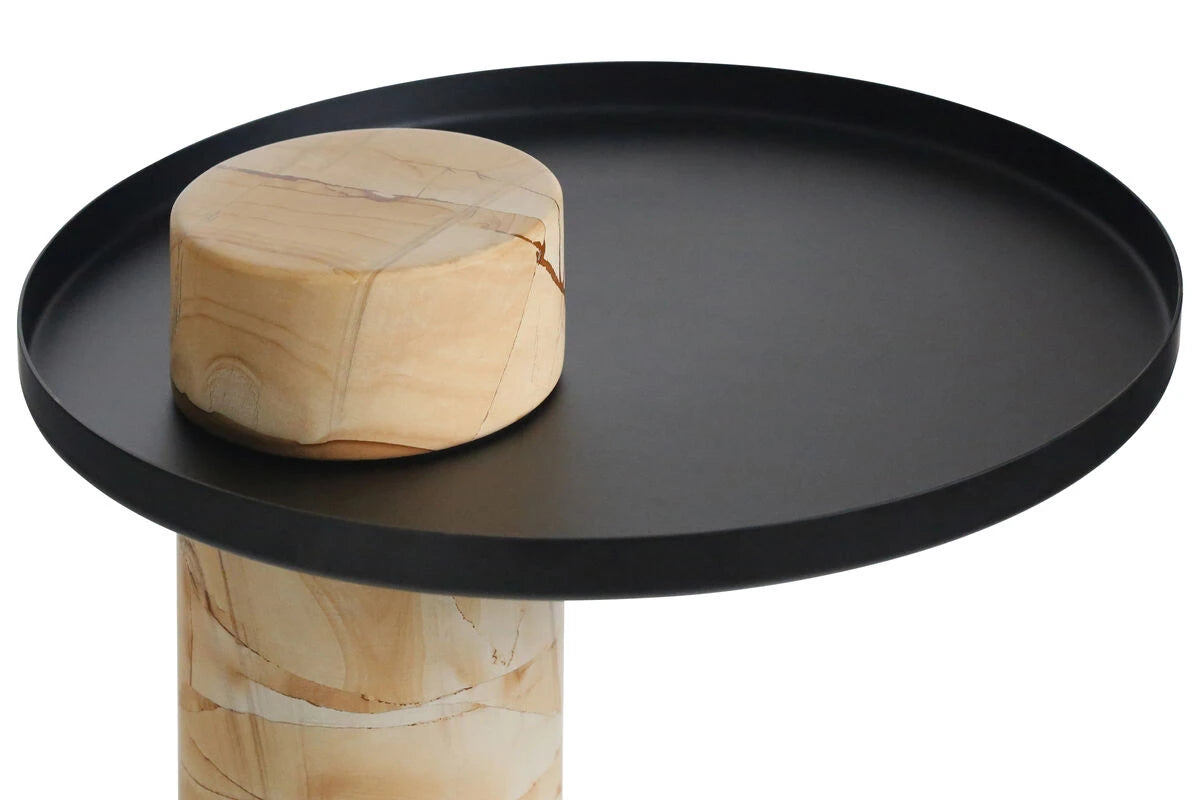 Osmond Side Table – Teak Wood Effect Marble