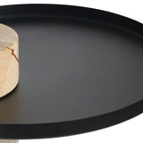 Osmond Side Table – Teak Wood Effect Marble