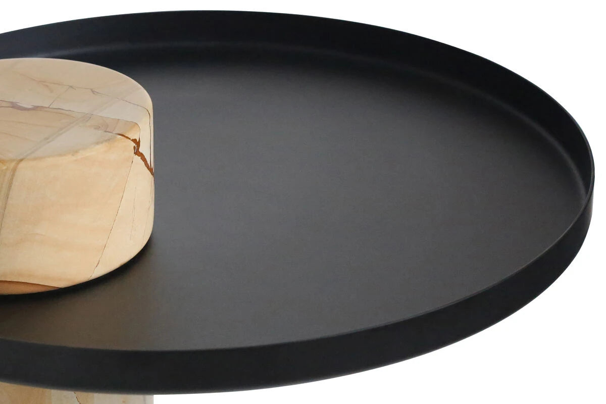 Osmond Side Table – Teak Wood Effect Marble