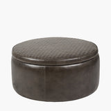Pacific Lifestyle Arturo Peppercorn Leather Storage Pouffe