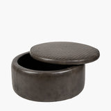 Pacific Lifestyle Arturo Peppercorn Leather Storage Pouffe