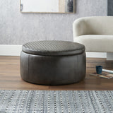 Pacific Lifestyle Arturo Peppercorn Leather Storage Pouffe