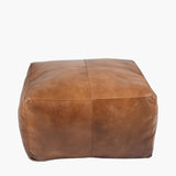 Pacific Lifestyle Matteo Square Pouffe – Natural Tan Leather