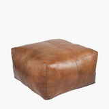 Pacific Lifestyle Matteo Square Pouffe – Natural Tan Leather