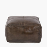 Pacific Lifestyle Matteo Square Pouffe – Peppercorn Leather
