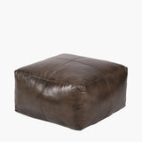 Pacific Lifestyle Matteo Square Pouffe – Peppercorn Leather