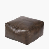 Pacific Lifestyle Matteo Square Pouffe – Peppercorn Leather