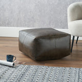 Pacific Lifestyle Matteo Square Pouffe – Peppercorn Leather