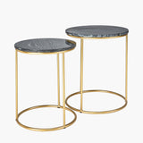 Pacific Lifestyle Milly Side Tables (Set of 2) - Black Marble and Gold