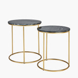 Pacific Lifestyle Milly Side Tables (Set of 2) - Black Marble and Gold