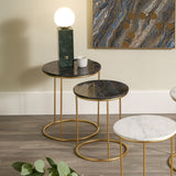 Pacific Lifestyle Milly Side Tables (Set of 2) - Black Marble and Gold