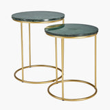 Pacific Lifestyle Milly Side Tables (Set of 2) - Green Marble and Gold