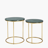Pacific Lifestyle Milly Side Tables (Set of 2) - Green Marble and Gold