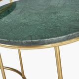Pacific Lifestyle Milly Side Tables (Set of 2) - Green Marble and Gold
