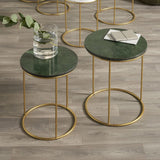 Pacific Lifestyle Milly Side Tables (Set of 2) - Green Marble and Gold