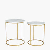 Pacific Lifestyle Milly Side Tables (Set of 2) - White Marble and Gold