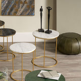 Pacific Lifestyle Milly Side Tables (Set of 2) - White Marble and Gold
