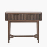 Pacific Lifestyle Raie Console Table – Dark Brown Ribbed Oak & Pine Wood