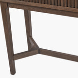 Pacific Lifestyle Raie Console Table – Dark Brown Ribbed Oak & Pine Wood
