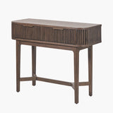 Pacific Lifestyle Raie Console Table – Dark Brown Ribbed Oak & Pine Wood