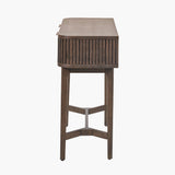 Pacific Lifestyle Raie Console Table – Dark Brown Ribbed Oak & Pine Wood