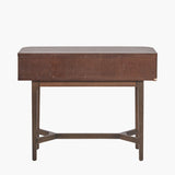 Pacific Lifestyle Raie Console Table – Dark Brown Ribbed Oak & Pine Wood