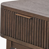 Pacific Lifestyle Raie Console Table – Dark Brown Ribbed Oak & Pine Wood