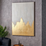 Pacific Lifestyle White and Gold Abstract Canvas