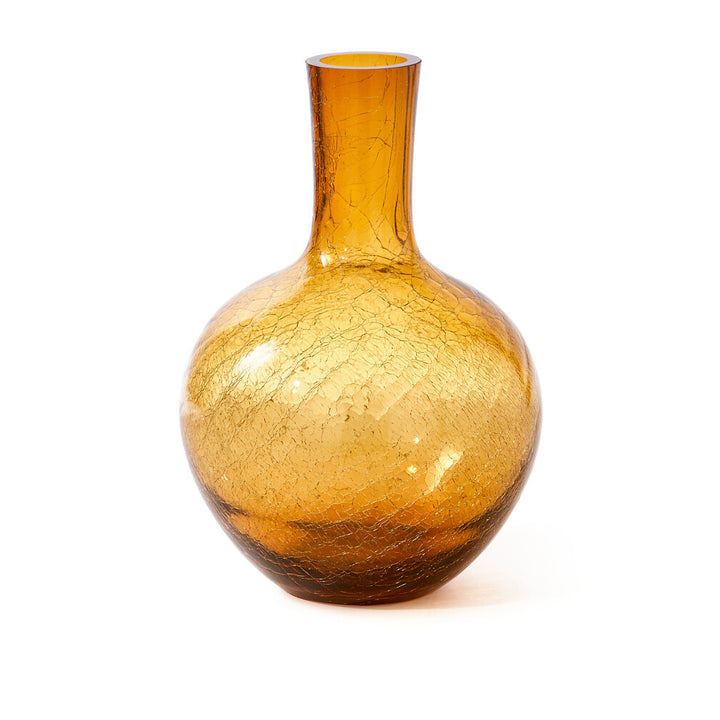 Pols Potten Crackled Ball Body Vase in Amber Glass – Large