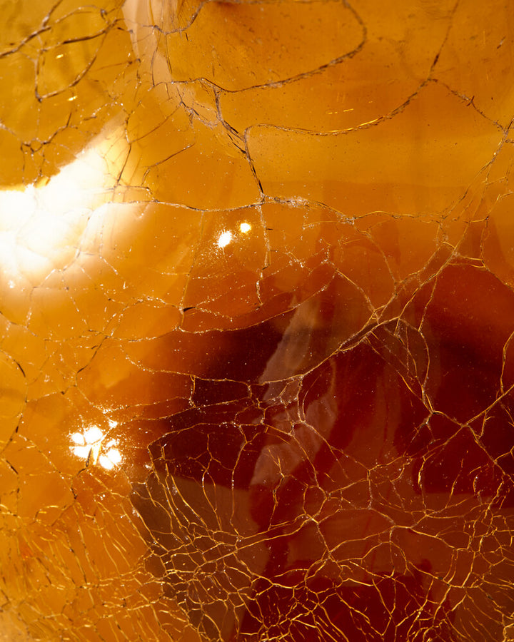 Pols Potten Crackled Ball Body Vase in Amber Glass – Large