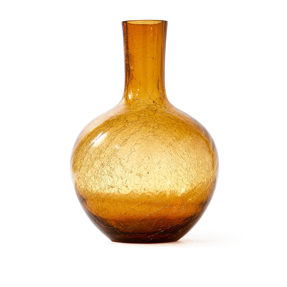 Pols Potten Crackled Ball Body Vase in Amber Glass – Large
