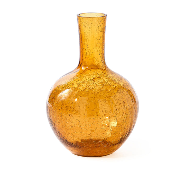 Pols Potten Crackled Ball Body Vase in Amber Glass – Small