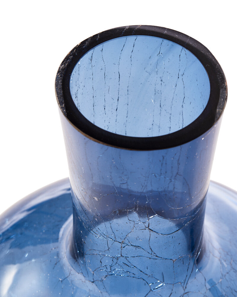 Pols Potten Crackled Ball Body Vase in Dark Blue Glass – Large